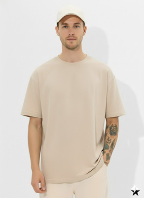 DRVP Printed Men Round Neck Beige T-Shirt