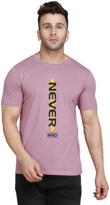 SLOWLORIS Typography Men Round Neck Purple T-Shirt