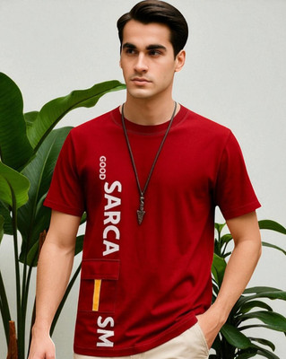 Teezler Printed Men Round Neck Red T-Shirt