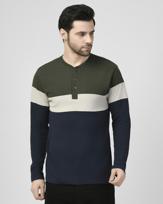 SMASH SMART WEAR Colorblock Men Mandarin Collar Multicolor T-Shirt