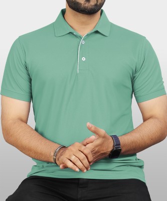 VeBNoR Solid Men Polo Neck Light Green T-Shirt