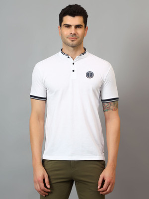 CANTABIL Solid Men Polo Neck White T-Shirt