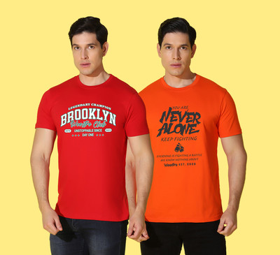 WOOSTRO Printed Men Round Neck Multicolor T-Shirt