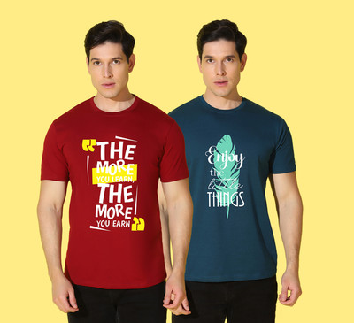 WOOSTRO Typography Men Round Neck Multicolor T-Shirt