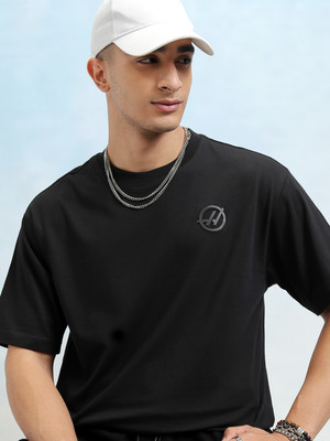 HIGHLANDER Solid Men Round Neck Black T-Shirt