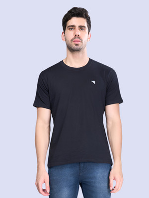 Ramraj Cotton Solid Men Round Neck Black T-Shirt
