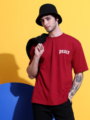 HEATHEX Printed Men Round Neck Red T-Shirt