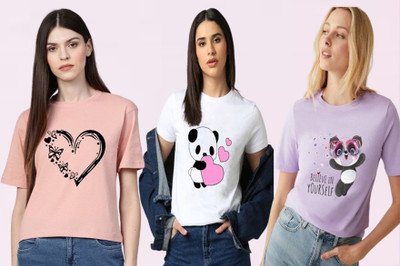 Parona Printed Women Round Neck Multicolor T-Shirt