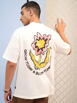 HIGHLANDER Printed Men Round Neck White T-Shirt