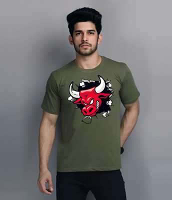 clickwell Printed Men Round Neck Dark Green T-Shirt