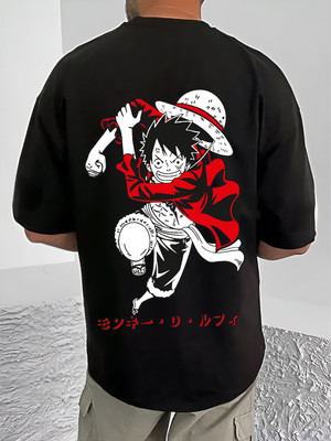 Manlino Printed Men Round Neck Black T-Shirt