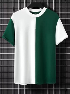 Marnto Colorblock Men Round Neck White, Green T-Shirt