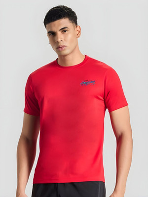 SZN Solid Men Round Neck Red T-Shirt