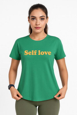 MYo2 Solid Women Round Neck Green T-Shirt