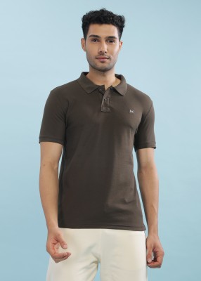 Force NXT Solid Men Polo Neck Brown T-Shirt