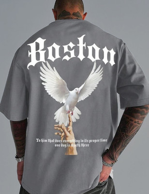 Force Printed Men Round Neck Grey T-Shirt