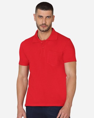 V Star Solid Men Polo Neck Red T-Shirt