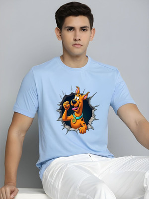 Moda Rapido Graphic Print Men Round Neck Light Blue T-Shirt