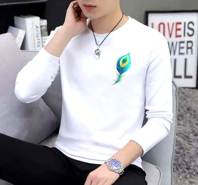 GPGARMNETS Printed Men Round Neck White T-Shirt