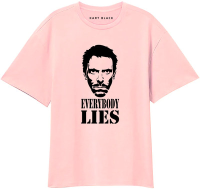 Peach Blossom Printed Men Round Neck Pink T-Shirt