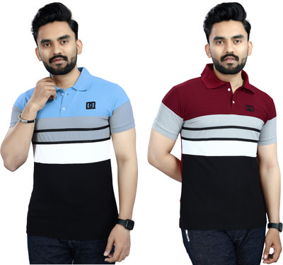 USPN Colorblock Men Polo Neck Multicolor T-Shirt