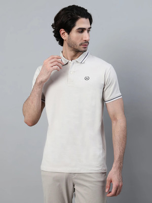 CANTABIL Solid Men Polo Neck Grey T-Shirt