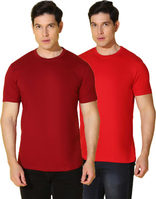 WOOSTRO Solid Men Round Neck Multicolor T-Shirt