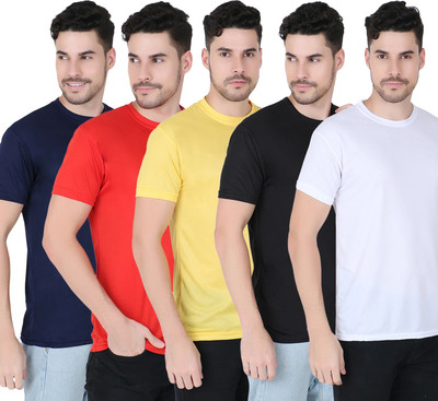 FABSHORE Solid Men Round Neck Multicolor T-Shirt