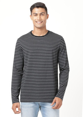 JOCKEY Striped Men Round Neck Black T-Shirt