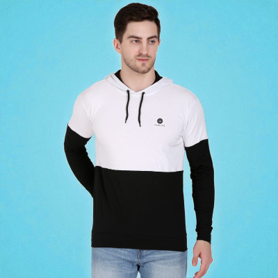 FARICON Solid Men Round Neck White, Black T-Shirt