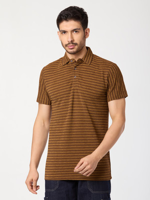 Belive in Yourself Striped Men Polo Neck Multicolor T-Shirt