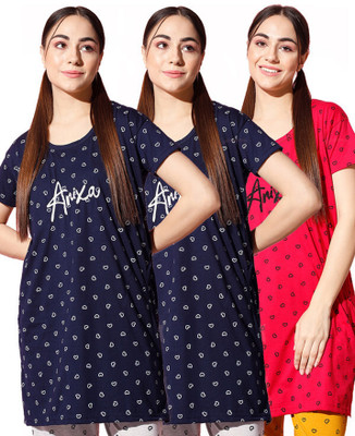 Trendy World Printed Women Round Neck Multicolor T-Shirt