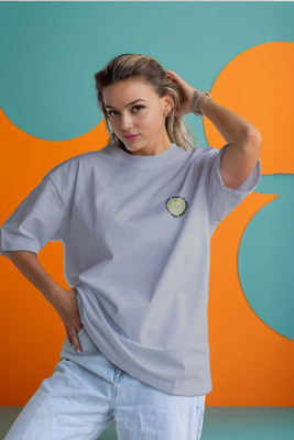 Moda Rapido Printed Women Round Neck Light Blue T-Shirt