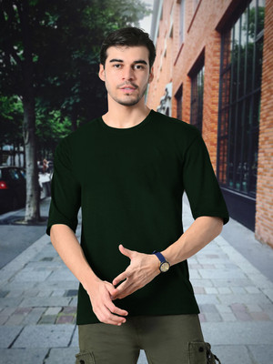 UNICUS APPAREL Self Design Men Round Neck Dark Green T-Shirt