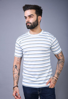 radheycreation Striped Men Round Neck Multicolor T-Shirt