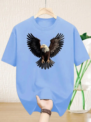 Twenty2Creation Printed Men Round Neck Light Blue T-Shirt