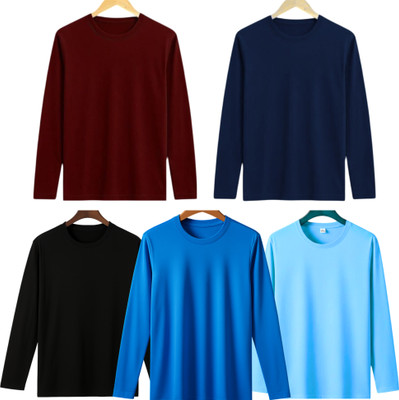P collection Solid Men Round Neck Multicolor T-Shirt