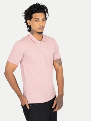 radprix Printed Men Polo Neck Pink T-Shirt