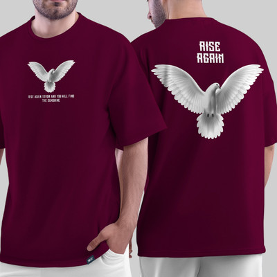 DeerHead Printed Men Round Neck Maroon T-Shirt