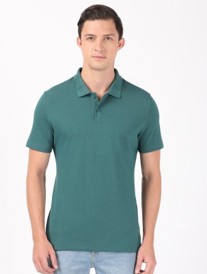 JOCKEY Solid Men Polo Neck Dark Green T-Shirt