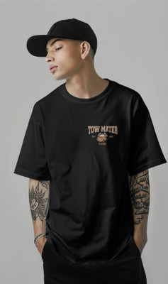 Harble Graphic Print Men Round Neck Black T-Shirt
