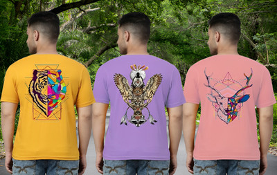 Parona Printed Men Round Neck Multicolor T-Shirt