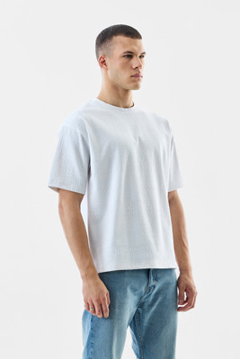 Snitch Self Design Men Crew Neck White T-Shirt