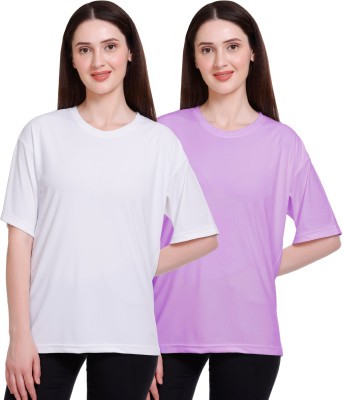 WILD DREAMS Solid Women Round Neck Multicolor T-Shirt