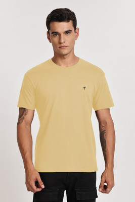 TT THE TEE Printed Men Round Neck Beige T-Shirt