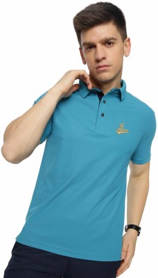 Stellers Solid Men Polo Neck Blue, Green T-Shirt