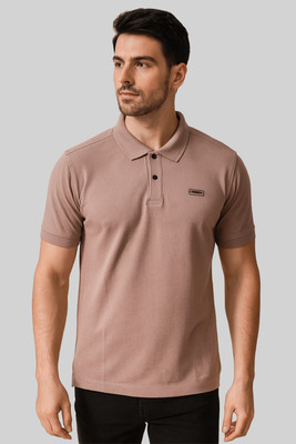 Sportz Fit Solid Men Polo Neck Purple T-Shirt