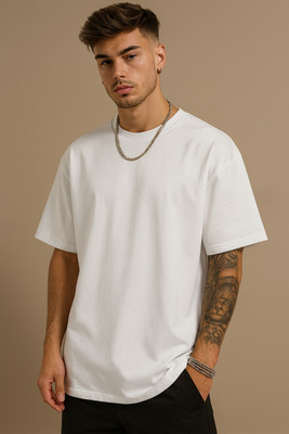 oxl Solid Men Round Neck White T-Shirt
