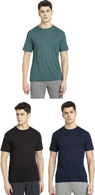 JOCKEY Solid Men Round Neck Black, Dark Blue, Green T-Shirt