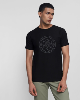 ELEGANT FOX Printed, Typography Men Round Neck Black T-Shirt